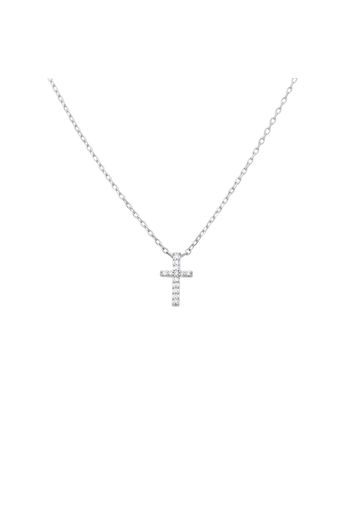 Collana in oro bianco con ciondolo croce e diamanti 0,025 ct per Donna