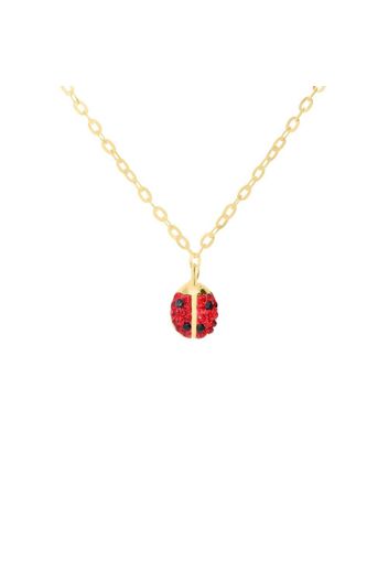 Collana in oro giallo con coccinella rossa con strass per Bambini