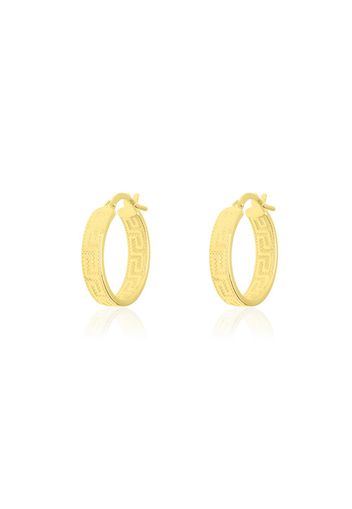 Orecchini a cerchio in oro giallo forma greca 15 MM per Donna