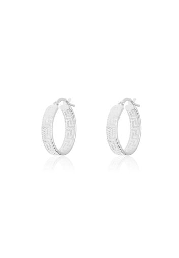 Orecchini a cerchio in oro bianco forma greca 15 MM per Donna