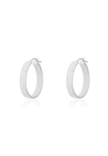 Orecchini a cerchio in oro bianco forma greca 20 MM per Donna