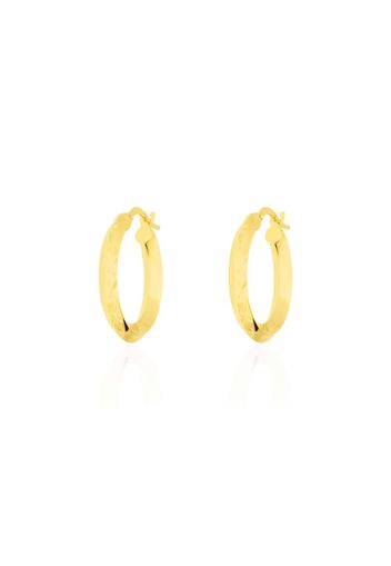 Orecchini a cerchio in oro giallo diamantato 15 MM per Donna