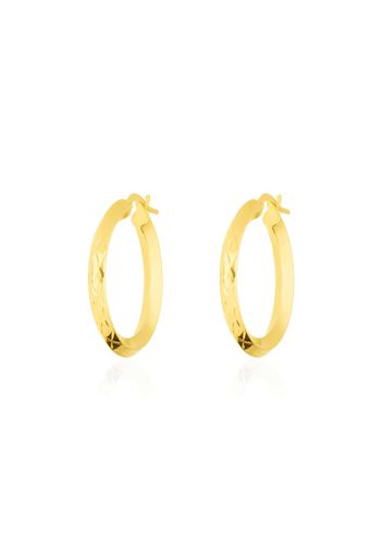 Orecchini a cerchio in oro giallo diamantato 20 MM per Donna