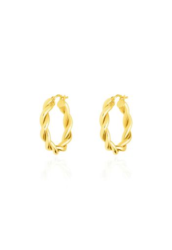 Orecchini a cerchio in oro giallo torchon 15 MM per Donna