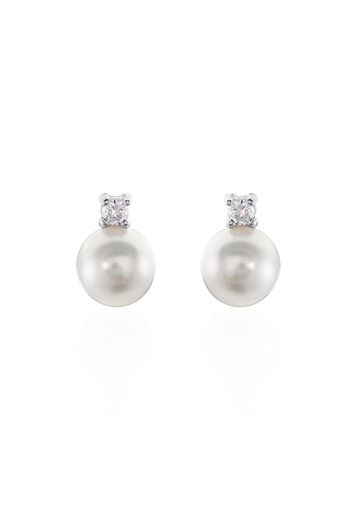 Orecchini perla 8 mm a lobo in argento 925 e zirconi per Donna