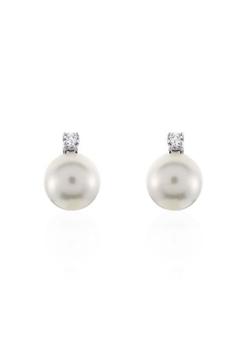 Orecchini perla 10 mm a lobo in argento 925 e zirconi per Donna