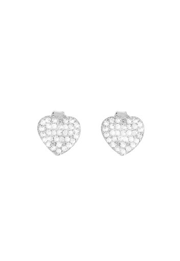 Orecchini cuore in argento 925 rodiato e zirconi per Donna