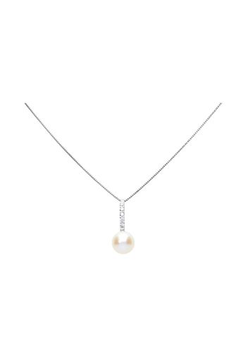 Girocollo in oro bianco, perle e diamanti 0,05 ct per Donna