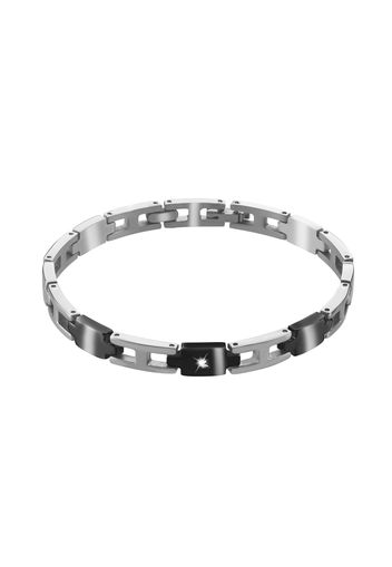 Bracciale in acciaio e zirconi per Uomo