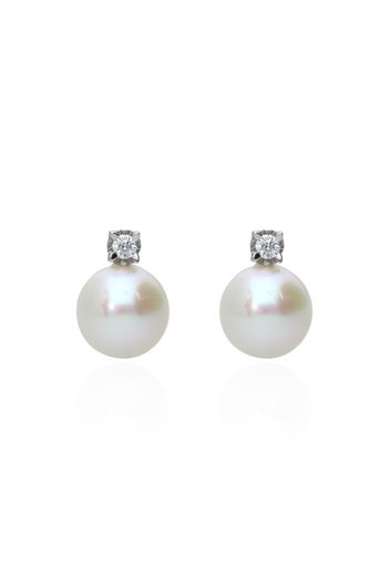 Orecchini in oro bianco, perle e diamanti 0,08 ct per Donna