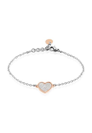 Bracciale cuore in acciaio bicolore e lurex per Donna