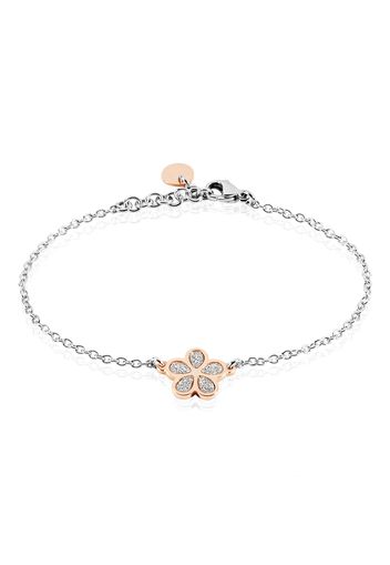 Bracciale fiore in acciaio bicolore e lurex per Donna