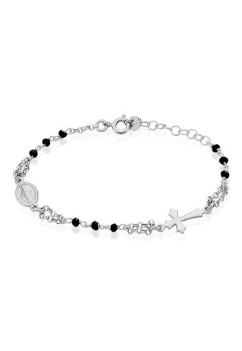 Bracciale rosario in argento 925 rodiato e pietre per Donna