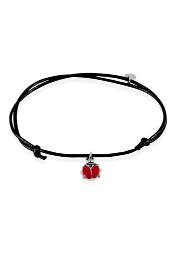 Bracciale coccinella in argento 925, smalto e cotone per Bimbi