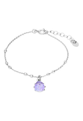 Bracciale in argento con ciondolo coccinella viola per Bambini