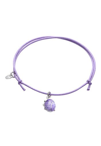 Bracciale in argento con filo e ciondolo coccinella viola per Bambini