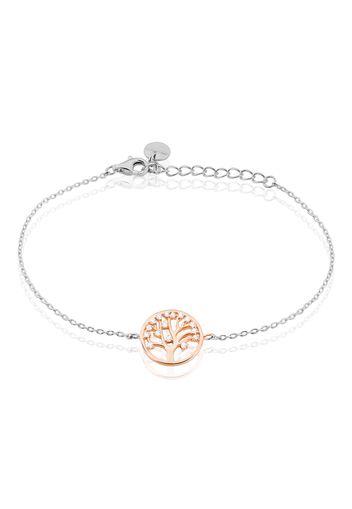 Bracciale Albero della vita in argento rosato e zirconi per Donna