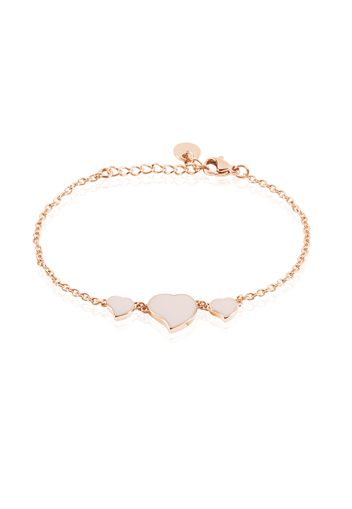 Bracciale in acciaio e cuore smalto rosa per Donna