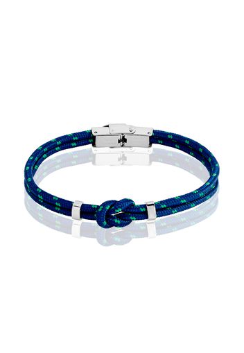 Bracciale Nodo blu e verde in corda e acciaio per Uomo