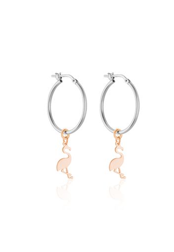 Orecchini a cerchio Flamingo rosato in argento rodiato per Donna