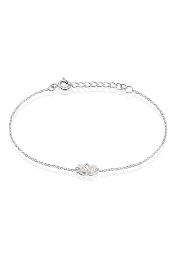 Bracciale Fiore di loto in argento rodiato e zirconi per Donna