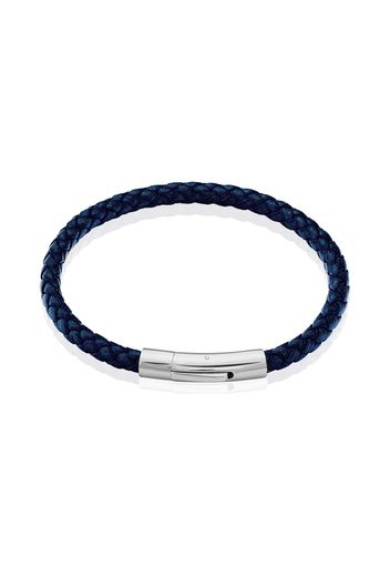 Bracciale in acciaio e pelle blu per Uomo