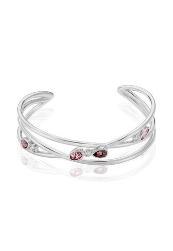 Bangle in metallo rodiato e pietre colore rosa per Donna