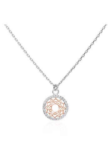 Collana in argento bicolore e zirconi con ciondolo VII Chakra dell'illuminazione per Donna