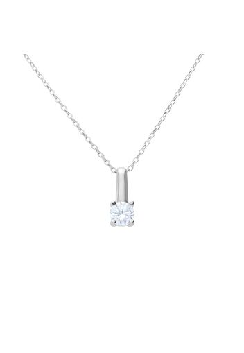 Collana in argento rodiato con punto luce zircone pendente per Donna