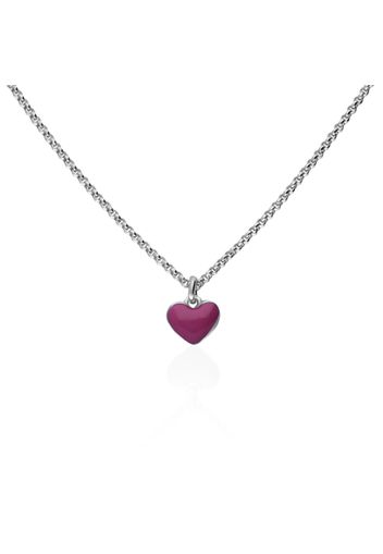 Collana in argento rodiato e smalto fucsia con simbolo cuore per Donna