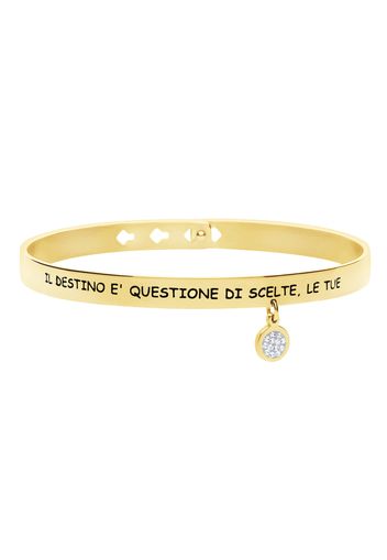 Bangle âIl destino Ã¨ questione di scelte, le tueâ in acciaio dorato e strass per Donna