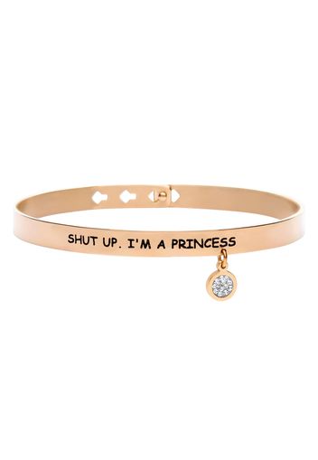 Bangle âShut up. I'm a princessâ in acciaio rosato e strass per Donna