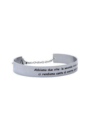 Bangle âAbbiamo due vite: la seconda inizia quando ci rendiamo conto di averne solo unaâ in acciaio rodiato per Donna