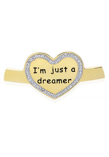 Bangle âI'm just a dreamerâ in acciaio dorato e strass per Donna