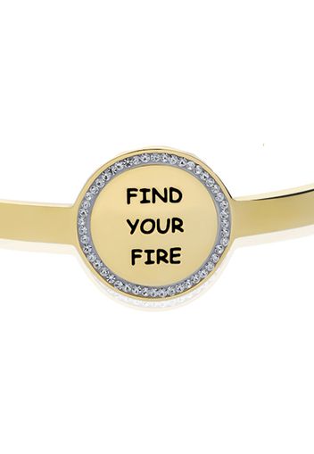 Bangle âFind your fireâ in acciaio dorato e strass per Donna