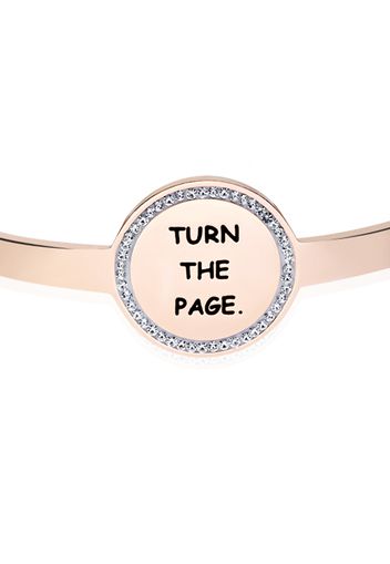 Bangle âTurn the pageâ in acciaio rosato e strass per Donna