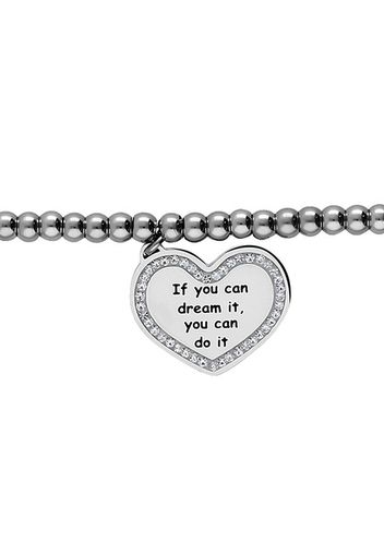 Bracciale âIf you can dream it, you can do itâ in acciaio rodiato e strass per Donna