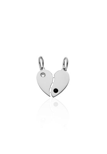 Ciondolo cuore Yin e Yang in argento rodiato per Unisex