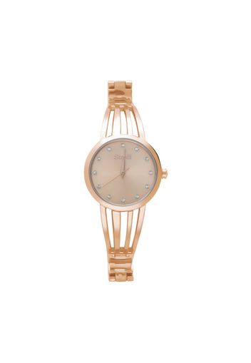 Paris 3h orologio in acciaio rose gold con quadrante rose gold con strass e bracciale semirigido per Donna