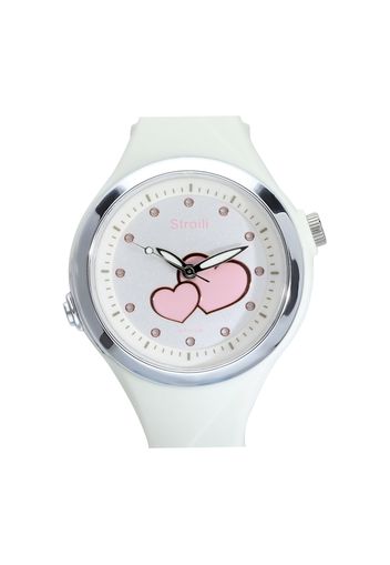 Orologio solo tempo cinturino in silicone bianco e cassa in acciaio per Donna