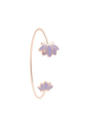 Bangle fiore di loto in acciaio rosato e strass per Donna