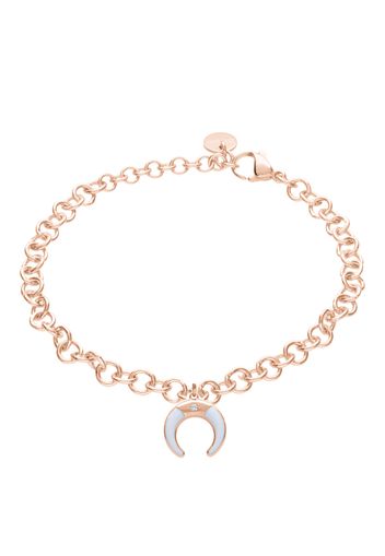 Bracciale lunula in acciaio rosato e strass per Donna