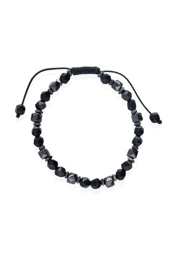 Bracciale in corda pietre e acciaio nero per Uomo