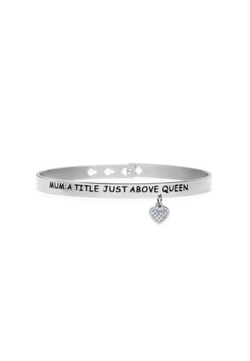 Bangle âMum: a title just above queenâ in acciaio rodiato e strass per Donna