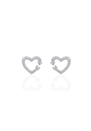 Orecchini cuore a lobo in argento 925 e zirconi per Donna