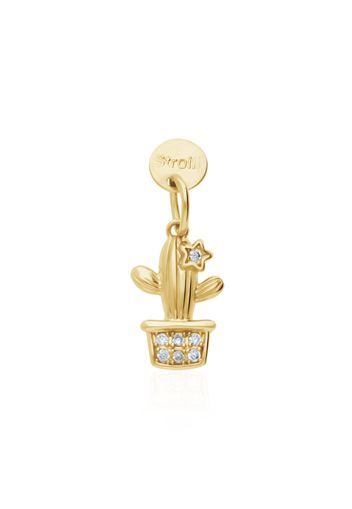 Charm cactus in argento dorato e zirconi per Donna