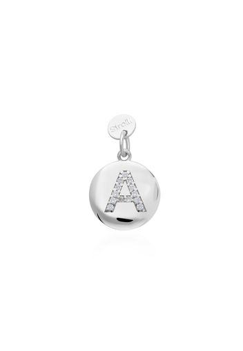 Charm lettera A in argento rodiato con zirconi per Donna