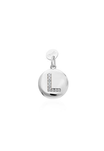 Charm lettera L in argento rodiato con zirconi per Donna