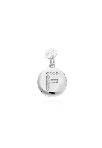 Charm lettera F in argento rodiato con zirconi per Donna