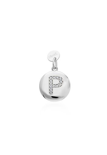 Charm lettera P in argento rodiato con zirconi per Donna